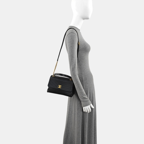Quilted Calfskin Shoulder Bag Black