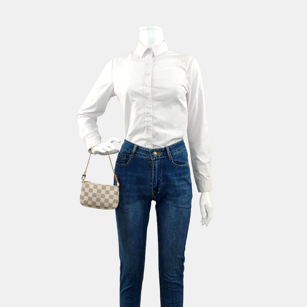 Authenticated pre-owned ACCESSOIRES Mini Coated Canvas White - Top Handle Bag at Looply