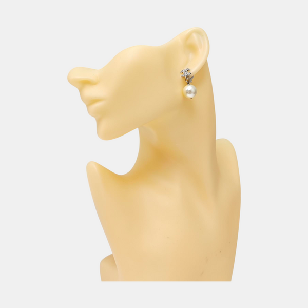 CC Logo Metal Silver Stud Earrings