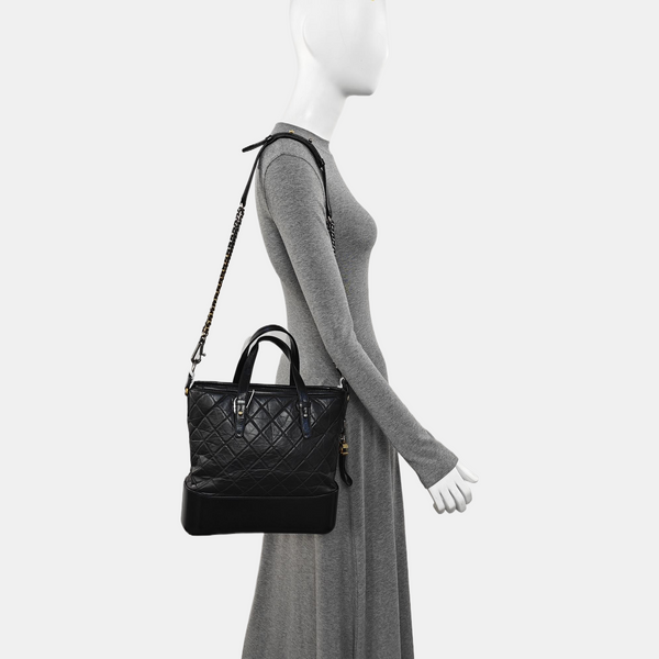 Quilted Calfskin Shoulder Bag Black