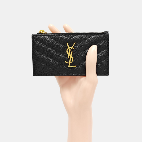 FRAGMENTS Chevron Calfskin Black Card Holder