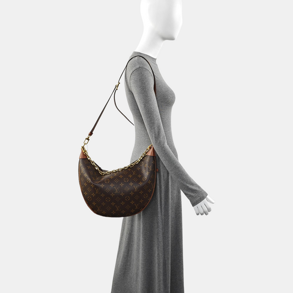LOOP HOBO Monogram Coated Canvas Brown