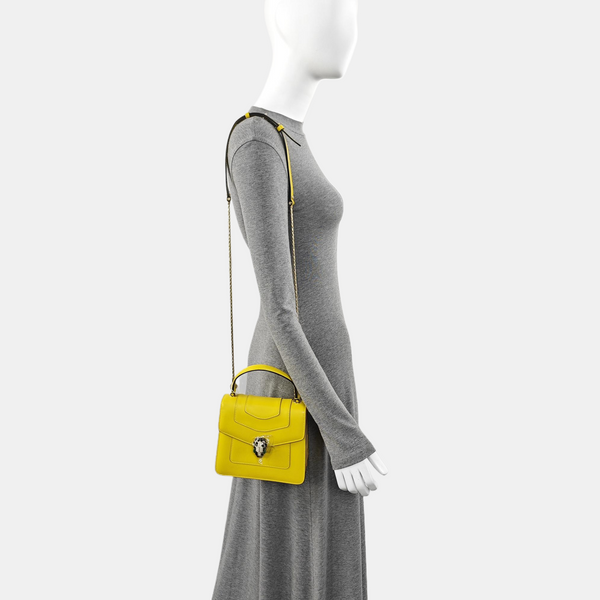 SERPENTI FOREVER Small Quilted Calfskin Yellow