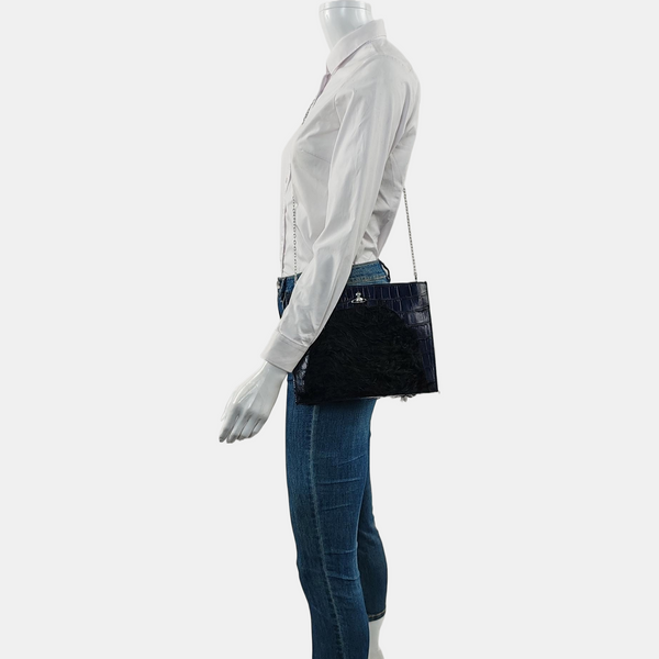 Leather Shoulder Bag Blue