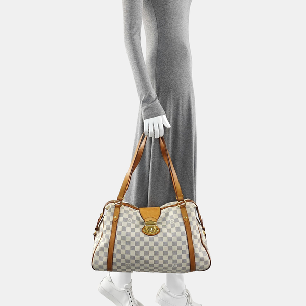 STRESA Damier Azur Coated Canvas White