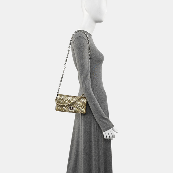 Quilted Lambskin Shoulder Bag Beige
