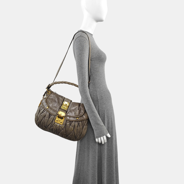 Miu Coffer Quilted Calfskin Green