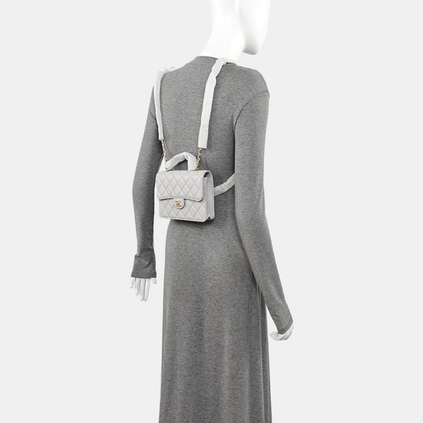 Quilted Lambskin Backpack Gray
