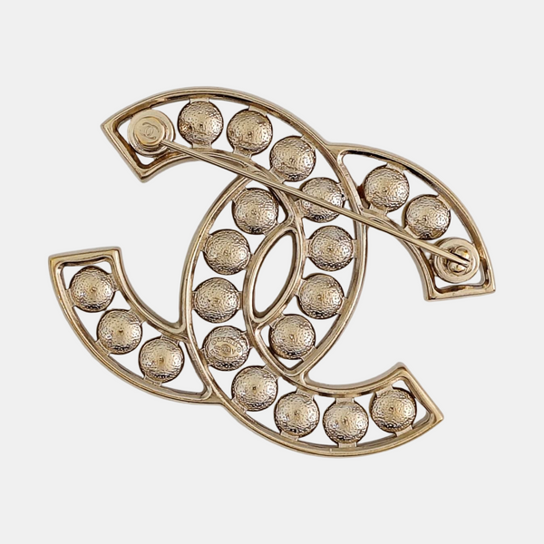 CC Logo Metal Gold Brooch