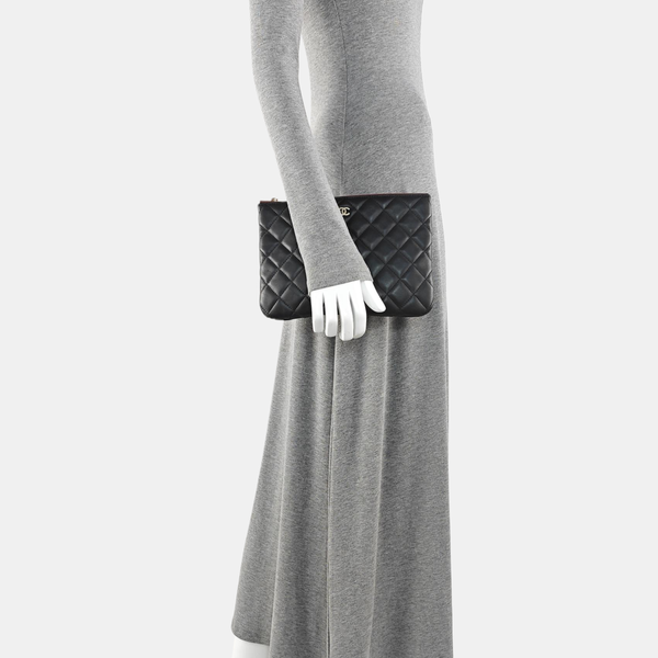 Quilted Calfskin Clutch Black