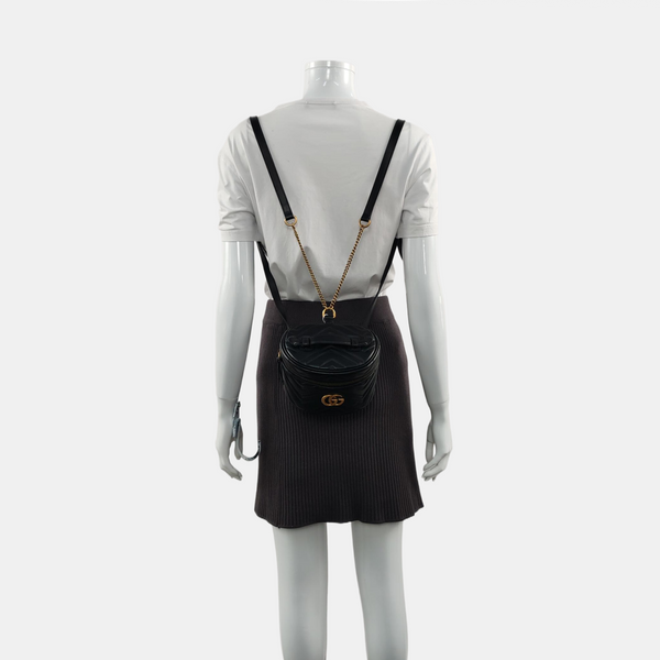 Authenticated pre-owned GG Marmont Mini Quilted Calfskin Black - Backpack at Looply