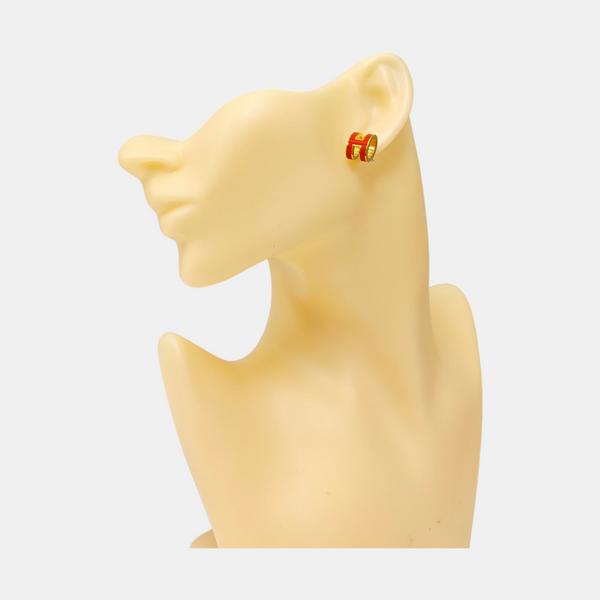Pop H Metal Orange Stud Earrings