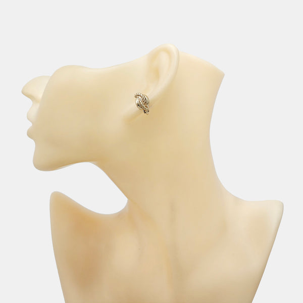 Twist Round Metal Gold Clip On Earrings