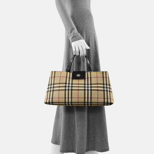 Coated Canvas Top Handle Bag Beige