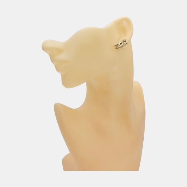 CC Logo Metal Gold Stud Earrings