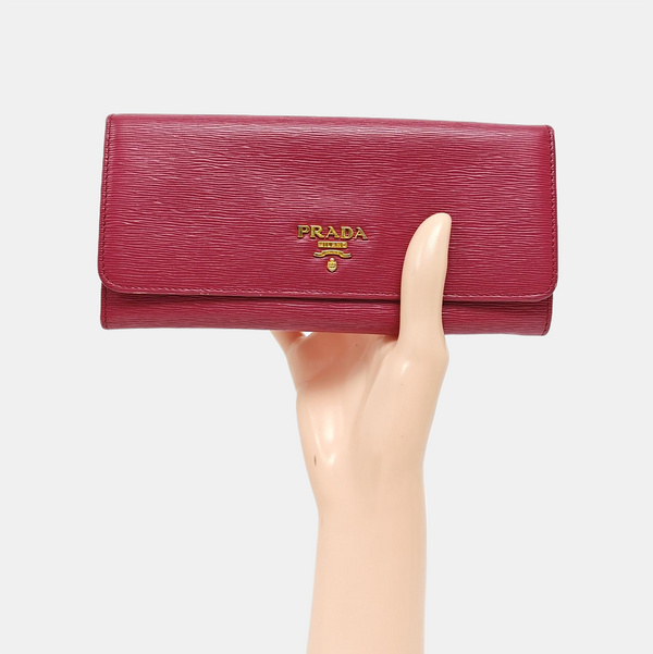 Fold Wallet Saffiano Calfskin Red Wallet