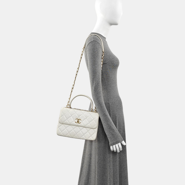 TRENDY CC Quilted Lambskin White