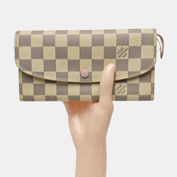 EMILIE Damier Azur Coated Canvas White Wallet