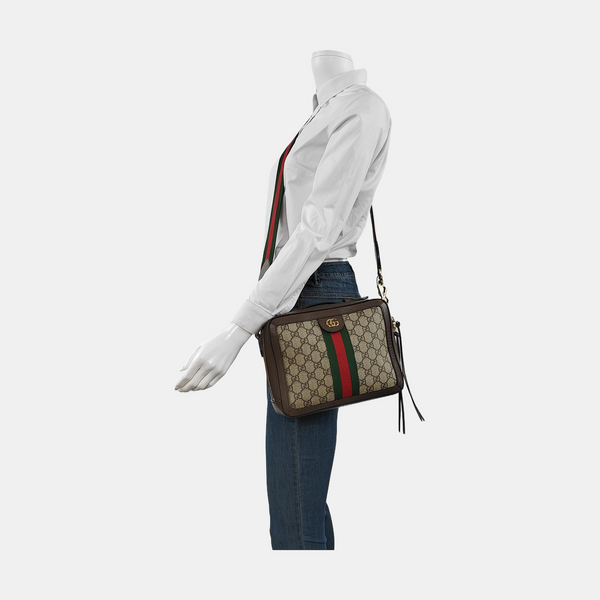 Ophidia Small Monogram Coated Canvas Beige