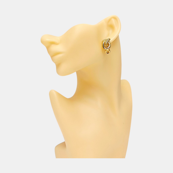 Twist Round Metal Gold Clip On Earrings