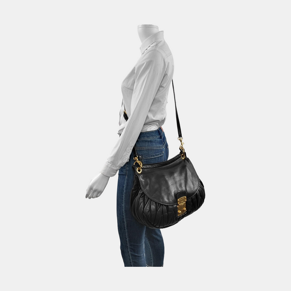 Miu Coffer Quilted Lambskin Black