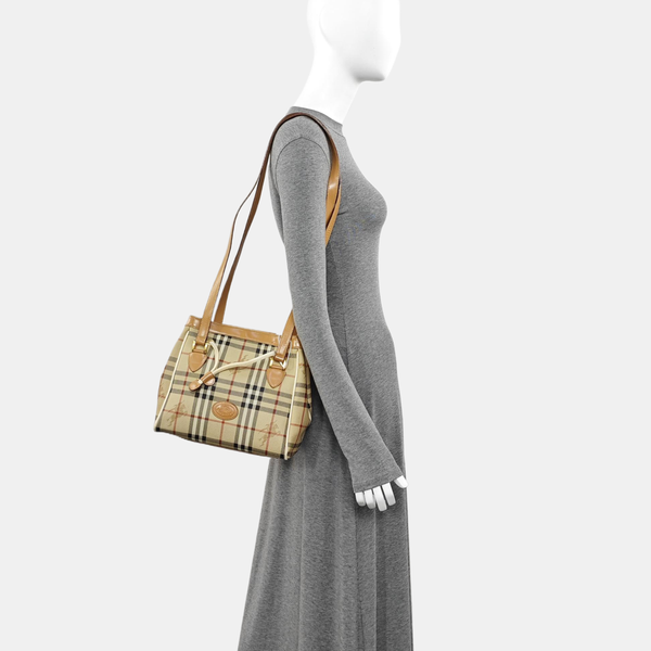 Coated Canvas Shoulder Bag Beige