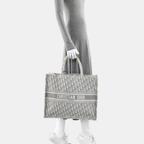 Book Tote Large Oblique Canvas Gray