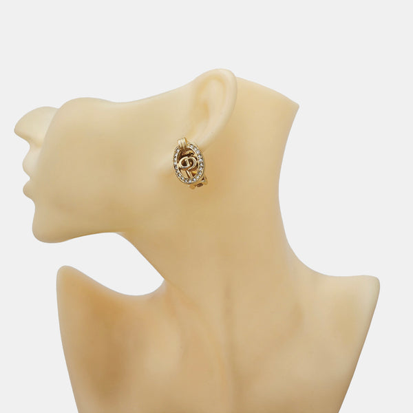 Petit CD Metal Gold Clip On Earrings