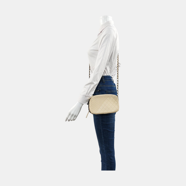 Small Quilted Lambskin White