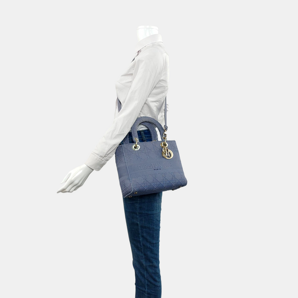Authenticated pre-owned Lady D-Lite Medium Denim Blue - Tote Bag at Looply