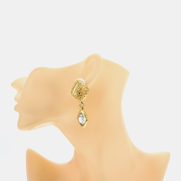 CC Logo Metal Gold Clip On Earrings