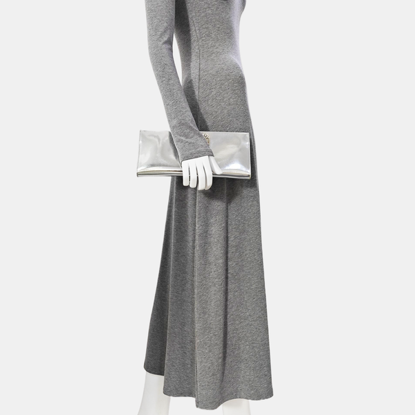 Calfskin Clutch Silver