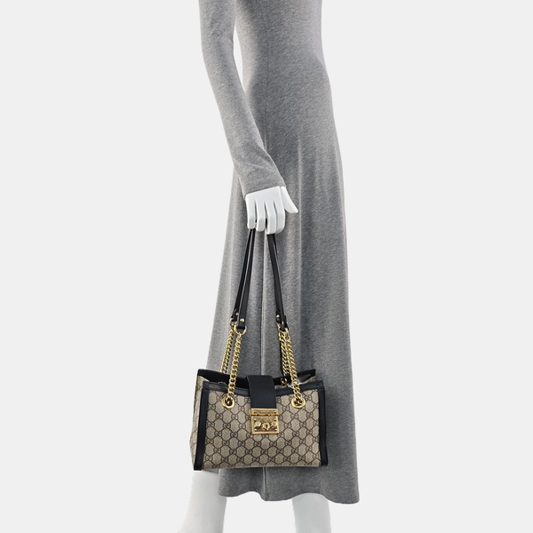 Padlock Small Monogram Coated Canvas Beige