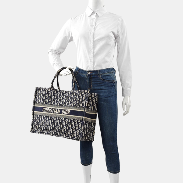 Book Tote Large Oblique Canvas Beige