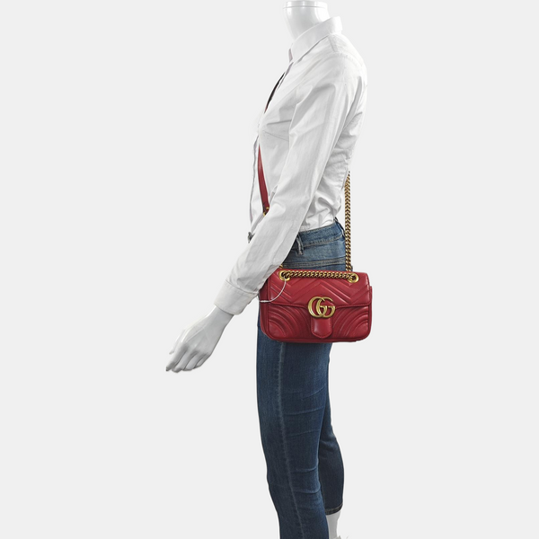 GG Marmont Small Quilted Calfskin Red