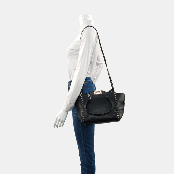 Rockstud Small Calfskin Black