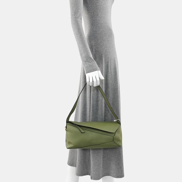 Puzzle Hobo Medium Calfskin Green