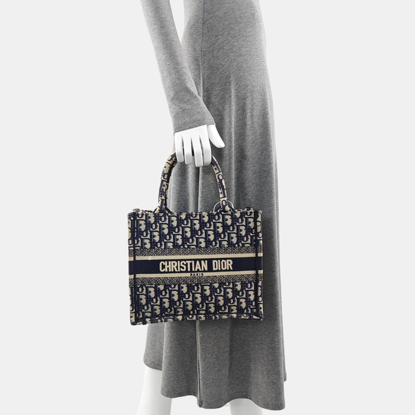 Book Tote Small Oblique Canvas Blue