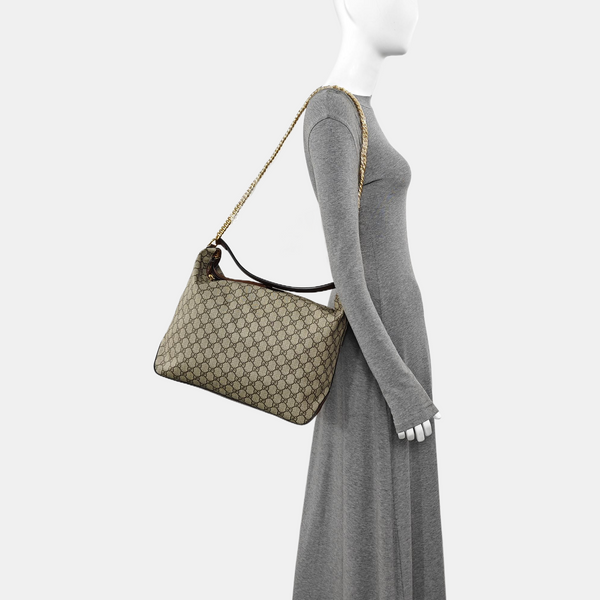 Monogram Coated Canvas Shoulder Bag Black