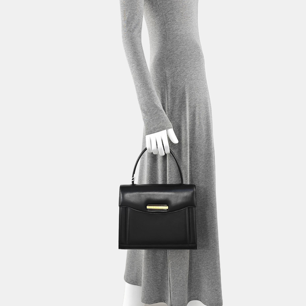 Calfskin Top Handle Bag Black