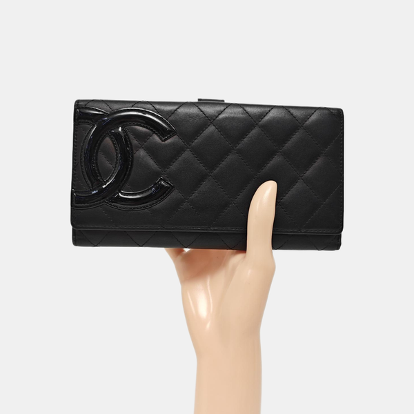 CAMBON Quilted Calfskin Black Wallet