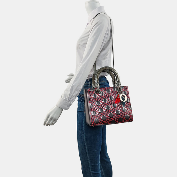 Lady Dior Medium Cannage Lambskin Gray
