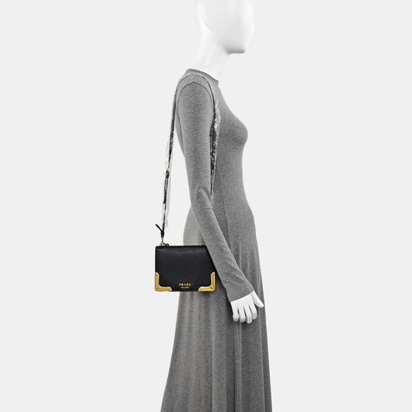 Saffiano Calfskin Shoulder Bag Black