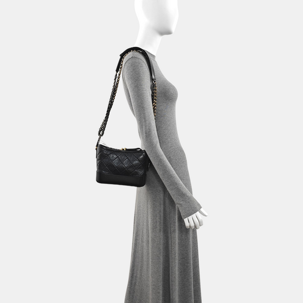 GABRIELLE Small Quilted Calfskin Black