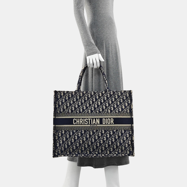 Book Tote Large Oblique Canvas Blue