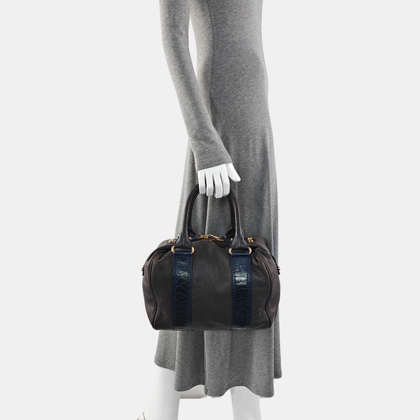 Calfskin Top Handle Bag Brown