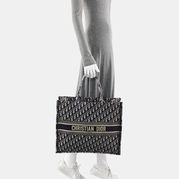 Book Tote Large Oblique Canvas Beige