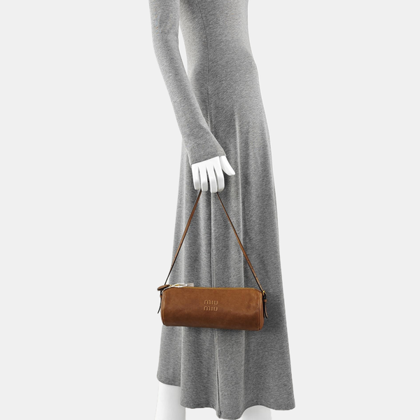 Lambskin Top Handle Bag Brown
