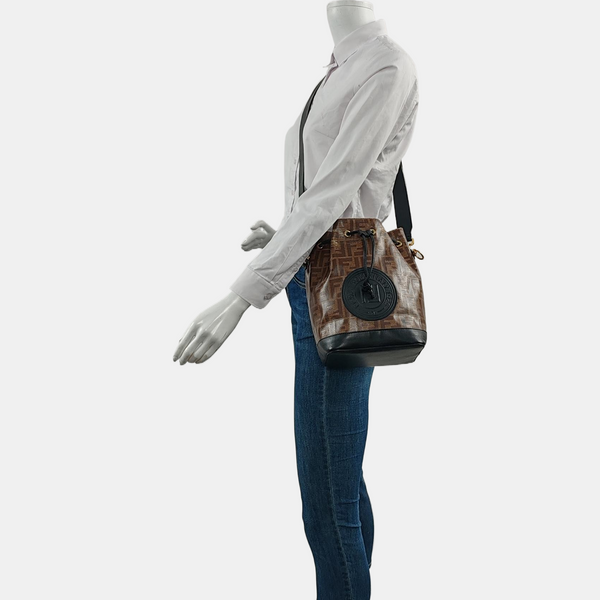 Authenticated pre-owned Mon Tresor Small Coated Canvas Brown - Bucket Bag at Looply