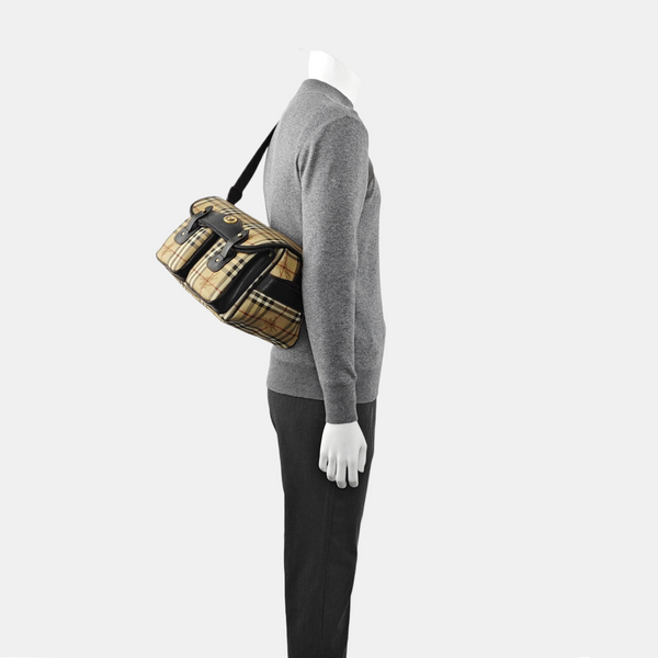 Coated Canvas Shoulder Bag Beige
